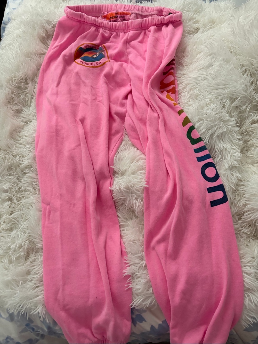 Aviator Nation Pink Rainbow Logo Sweatpants